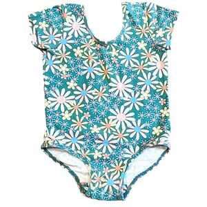 Alice + Ames Retro Floral Patterned Short Summer Sleeve Bodysuit Leotard Size 6